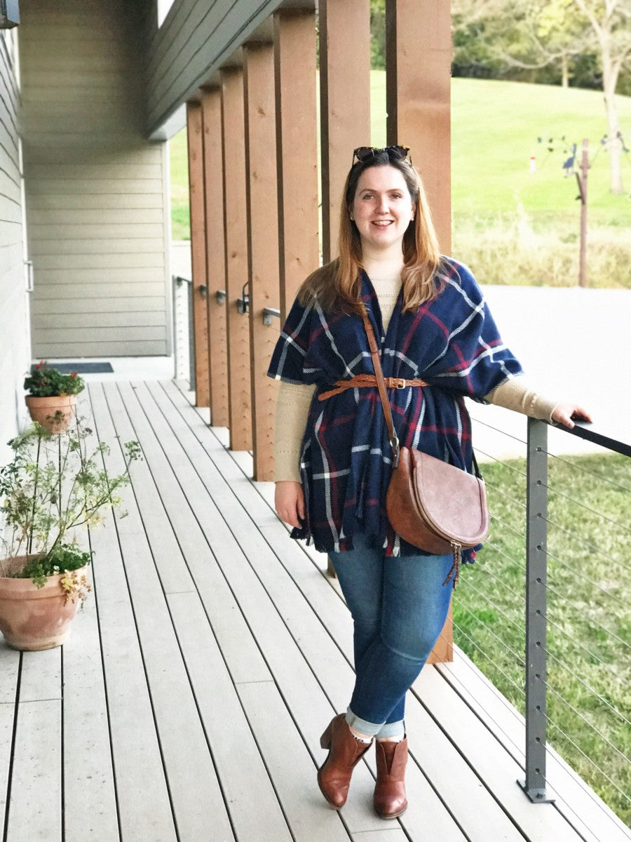 A Plaid Poncho Look