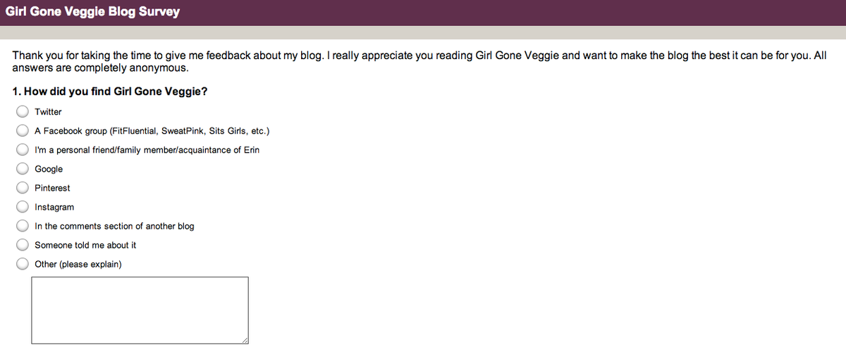 I want your feedback on Girl Gone Veggie!