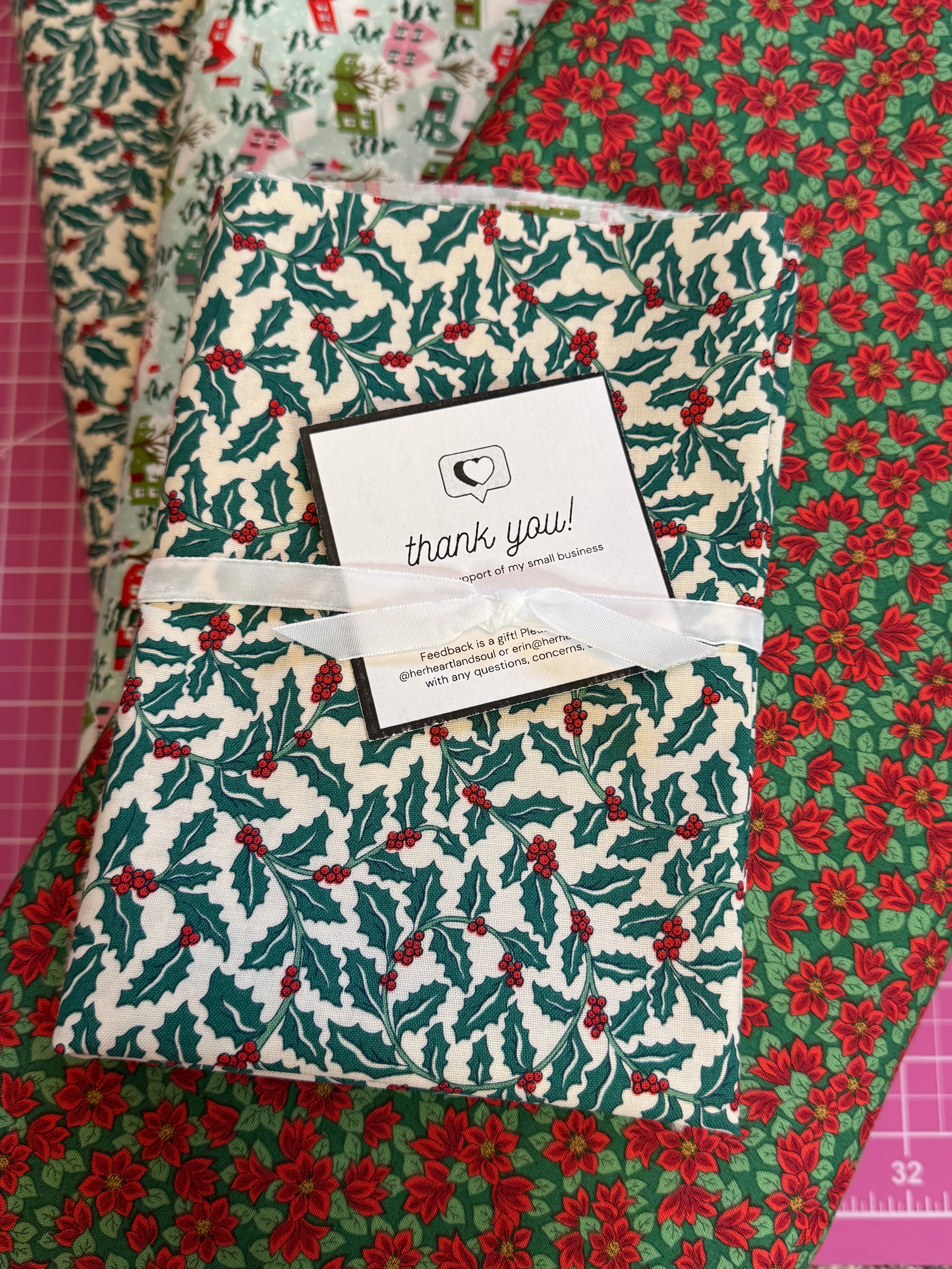 "Holly Jolly" Liberty of London Cotton Fabric – 3 Fat Quarter Yard Pack | Free Shipping