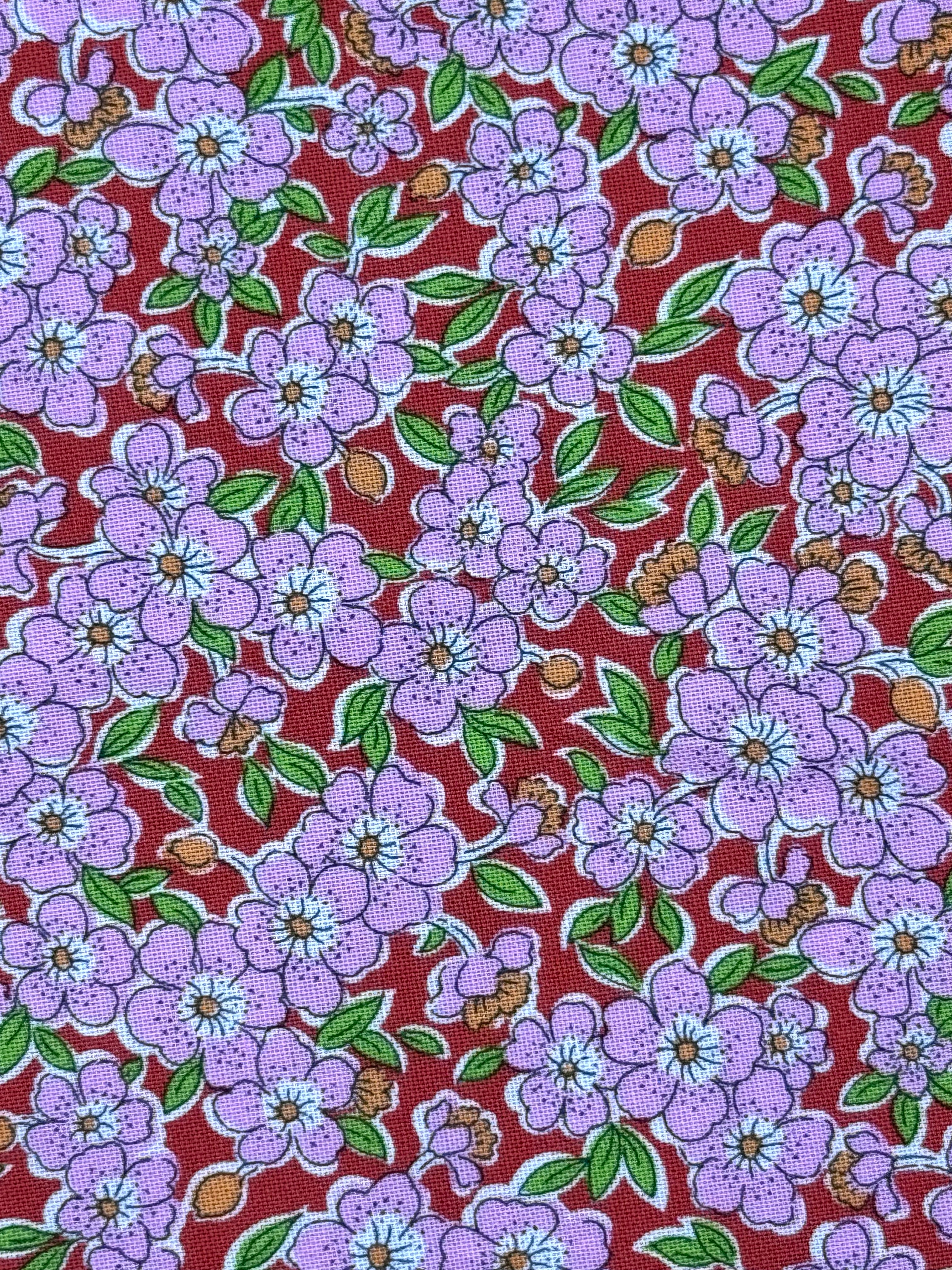 Purple blooms on orange background