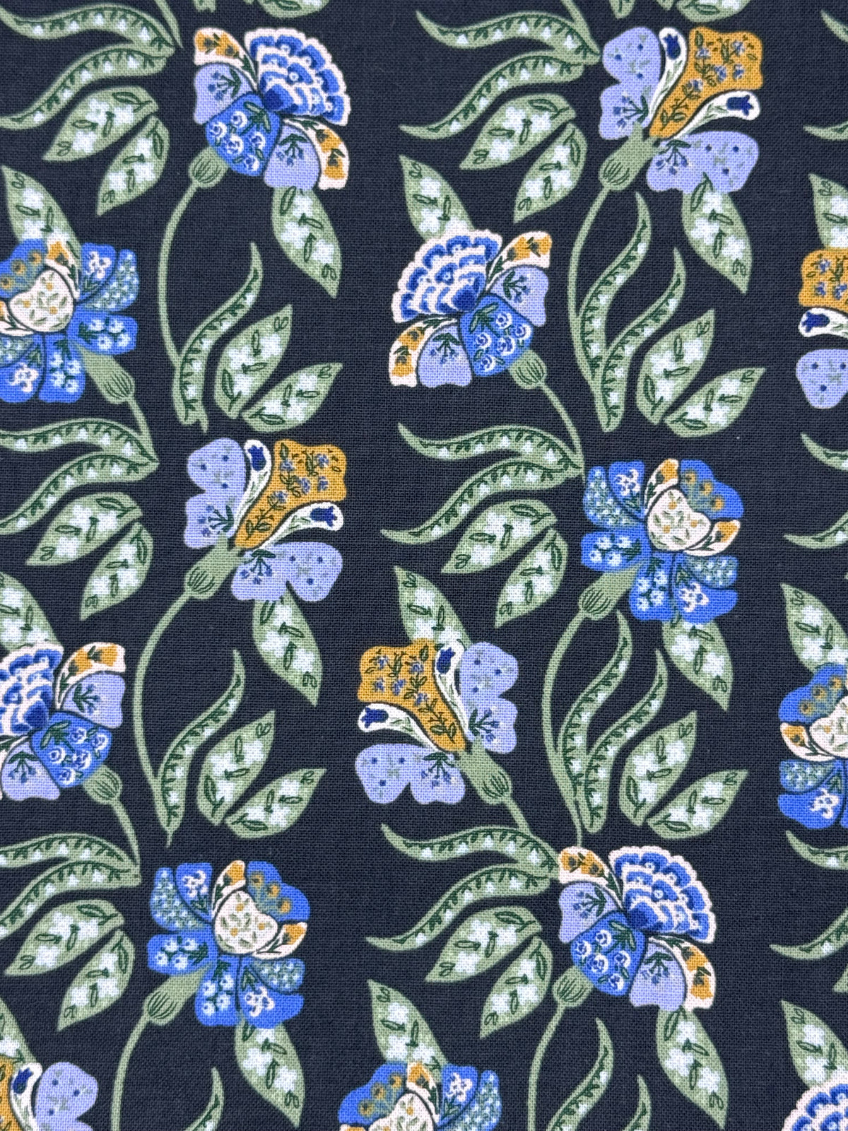 black and green floral flower needlepoint finishing fabric