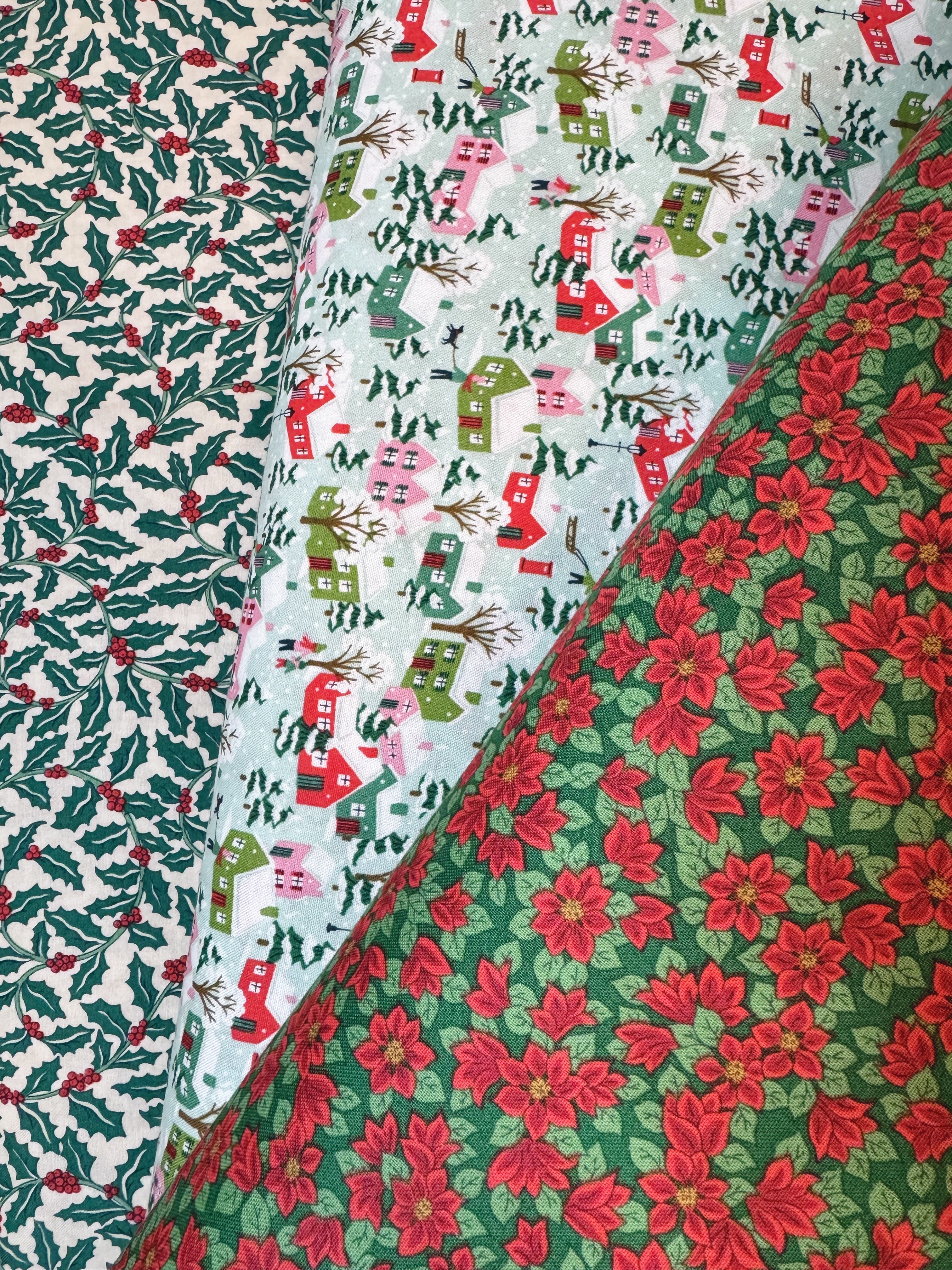 "Holly Jolly" Liberty of London Cotton Fabric – 3 Fat Quarter Yard Pack | Free Shipping