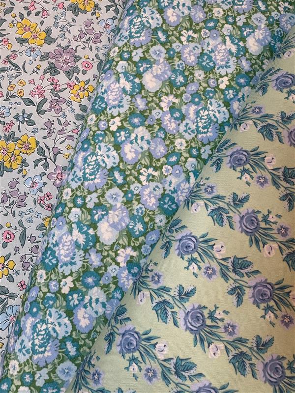 Close-up of floral fabric with various patterns