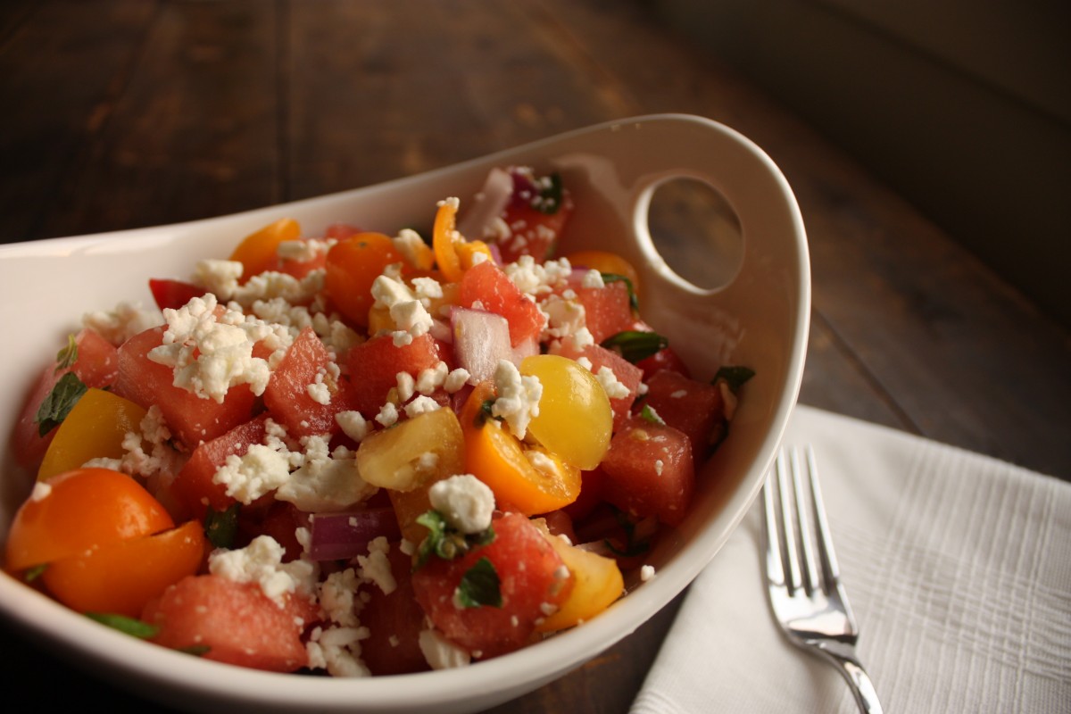 heirloom tomato and watermelon salad her heartland soul