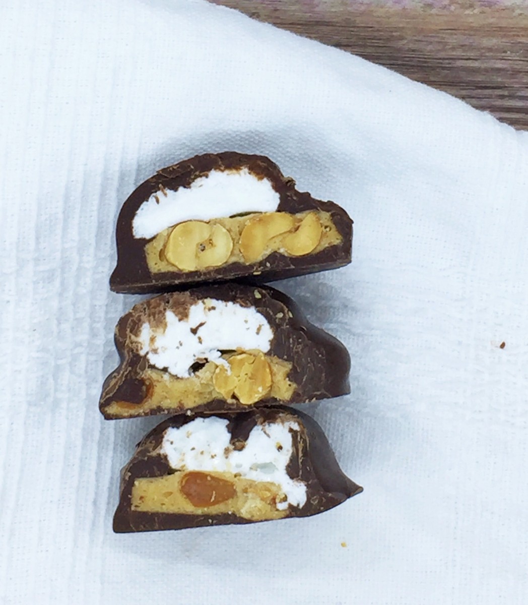 Chocolate Covered Marshmallow and peanut brittle recipe her heartland soul