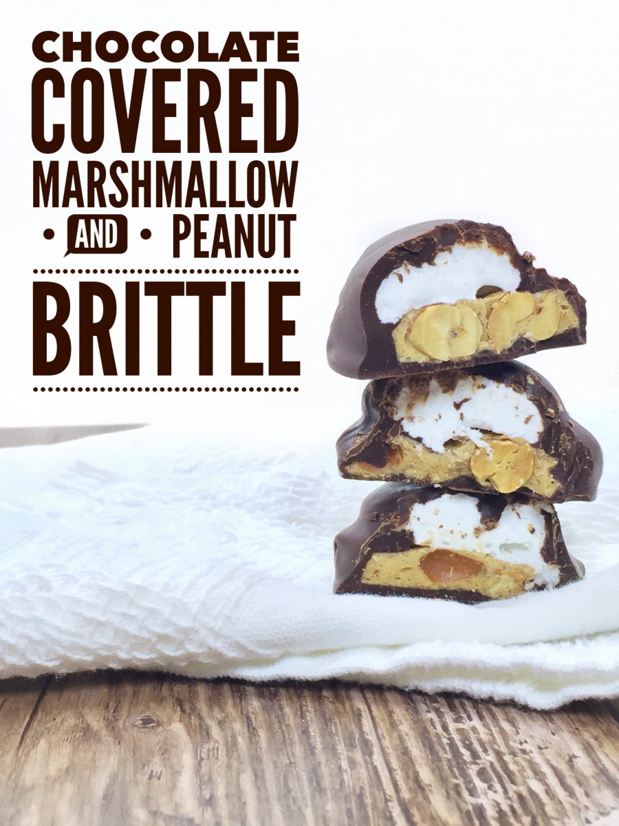 Chocolate Covered Marshmallow and peanut brittle recipe her heartland soul